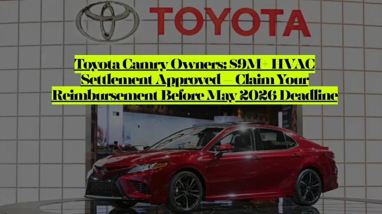 Toyota Camry Class Action Lawsuit, $9M+ HVAC Settlement Approved – Claim Your Reimbursement Before May 2026 Deadline