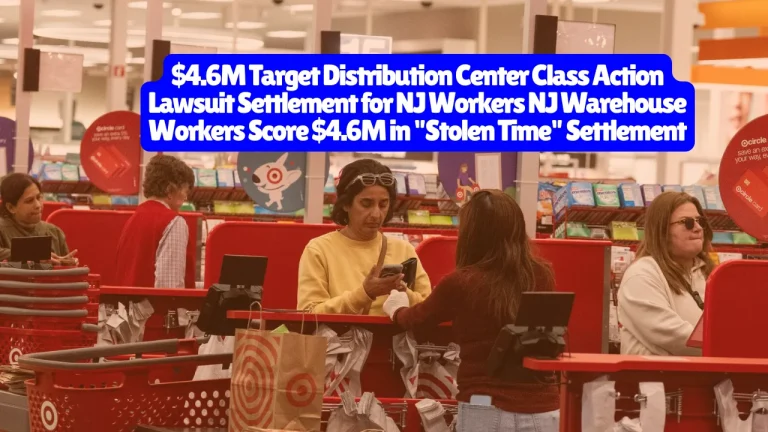 $4.6M Target Distribution Center Class Action Lawsuit Settlement for NJ Workers NJ Warehouse Workers Score $4.6M in "Stolen Time" Settlement 8 $4.6M Target Distribution Center Class Action Lawsuit Settlement for NJ Workers NJ Warehouse Workers Score $4.6M in "Stolen Time" Settlement