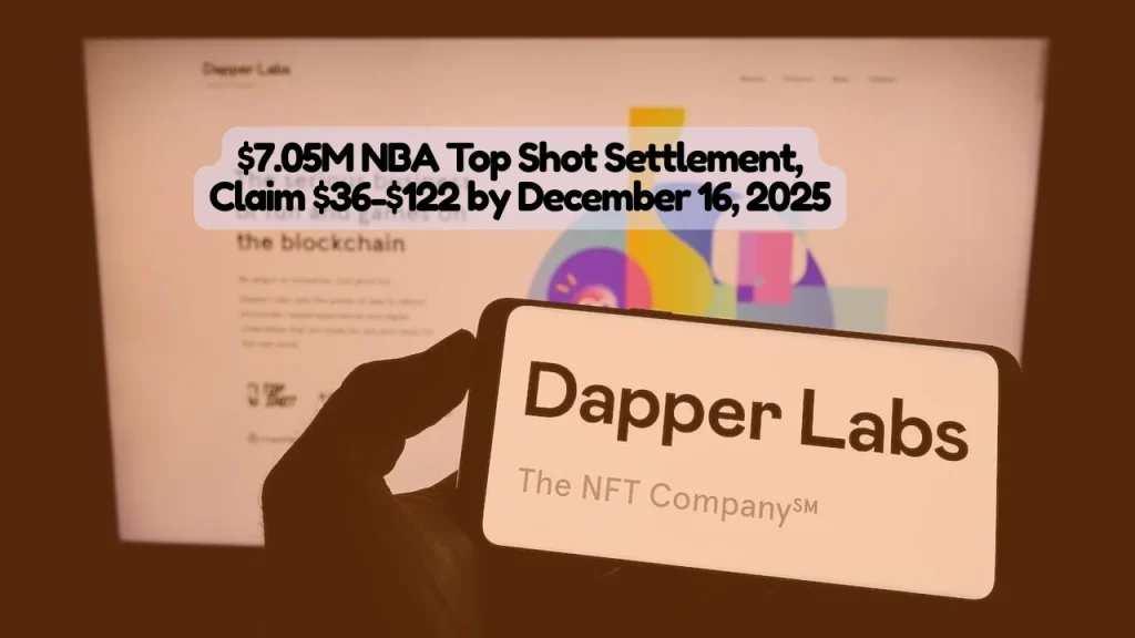 $7.05M NBA Top Shot Settlement, Claim $36-$122 by December 16, 2025