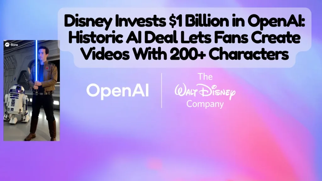 Disney Invests $1 Billion in OpenAI, Historic AI Deal Lets Fans Create Videos With 200+ Characters