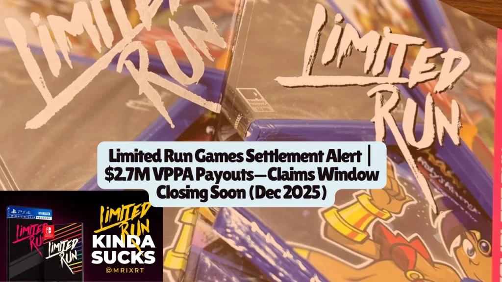 Limited Run Games Settlement Alert | $2.7M VPPA Payouts—Claims Window Closing Soon (Dec 2025)