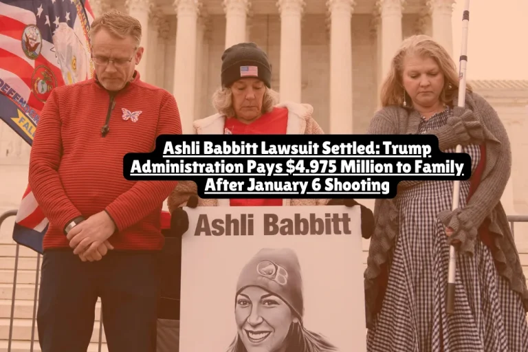 Ashli Babbitt Lawsuit Settled, Trump Administration Pays $4.975 Million to Family After January 6 Shooting 6 The Trump administration settled the Ashli Babbitt wrongful death lawsuit in May 2025, agreeing to pay her family $4.975 million. The lawsuit—originally seeking $30 million—alleged that U.S. Capitol Police Lieutenant Michael Byrd used excessive force when he fatally shot the 35-year-old Air Force veteran as she attempted to climb through a barricaded doorway during the January 6, 2021 Capitol riot. The case, filed in January 2024 by conservative legal group Judicial Watch, was scheduled for trial on July 20, 2026, but settled before reaching a jury.