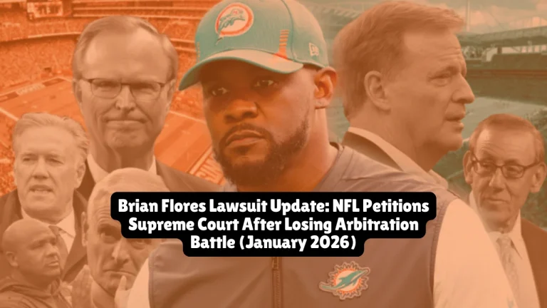 Brian Flores Lawsuit Update, NFL Petitions Supreme Court After Losing Arbitration Battle (January 2026) 4 The NFL petitioned the U.S. Supreme Court on January 8, 2026, seeking to force Brian Flores's racial discrimination lawsuit into arbitration after repeatedly losing in lower courts. The league asks the Supreme Court to decide whether employment disputes can be resolved through arbitration when NFL Commissioner Roger Goodell serves as both the employer's representative and the arbitrator.