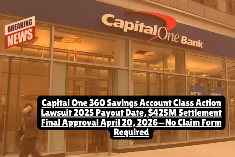 Capital One 360 Savings Account Class Action Lawsuit 2025 Payout Date, $425M Settlement Final Approval April 20, 2026—No Claim Form Required