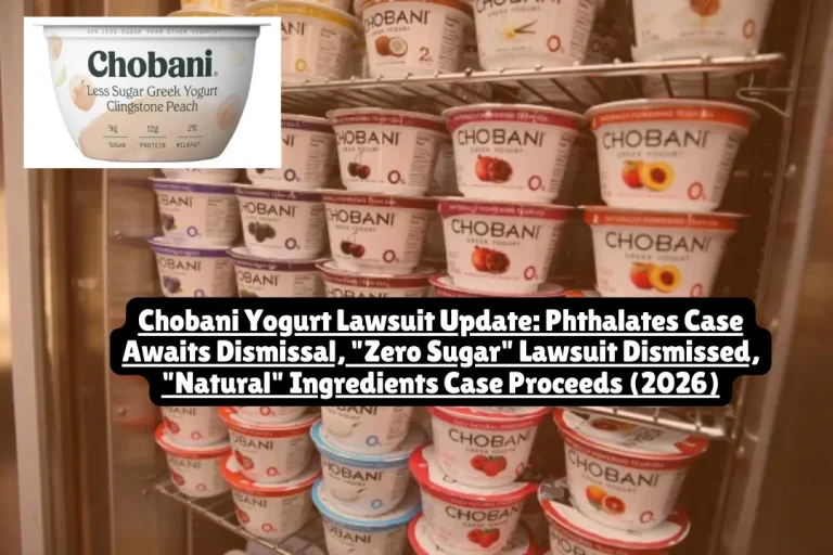 Chobani lawsuit update Jan 2026: Phthalates case awaits dismissal, Zero Sugar lawsuit dismissed May 2025, Only Natural case proceeds. No settlements yet.