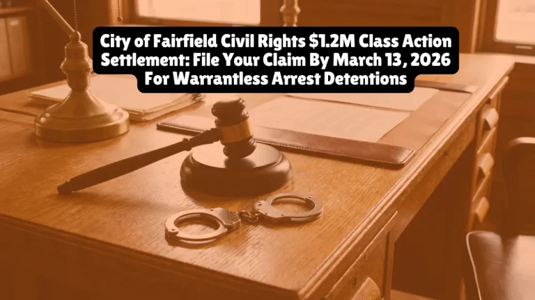 City of Fairfield Civil Rights $1.2M Class Action Settlement, File By March 13, 2026 For Unlawful Jail Detention 4 The City of Fairfield and Butler County will pay $1.2 million to approximately 500 people who were arrested without warrants and held in jail longer than 48 hours without seeing a judge between February 1, 2017 and February 28, 2019. Every person who files a valid claim gets at least $500, plus extra money based on how long they were held. You must mail your claim form by March 13, 2026.