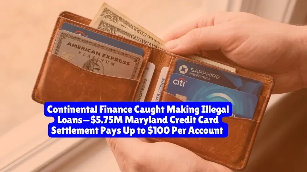Continental Finance Caught Making Illegal Loans—$5.75M Maryland Credit Card Settlement Pays Up to $100 Per Account