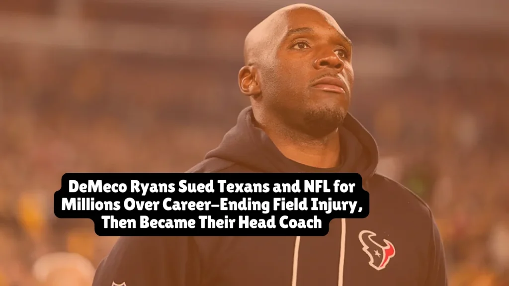 DeMeco Ryans sued the Houston Texans and NFL in October 2016 seeking over $10 million in damages, alleging a defective playing surface at NRG Stadium ended his career when he tore his Achilles tendon in November 2014. The lawsuit was forced into arbitration in August 2019 and quietly settled, clearing the way for Ryans to become the Texans' head coach in January 2023—transforming the franchise he once sued into a playoff powerhouse.