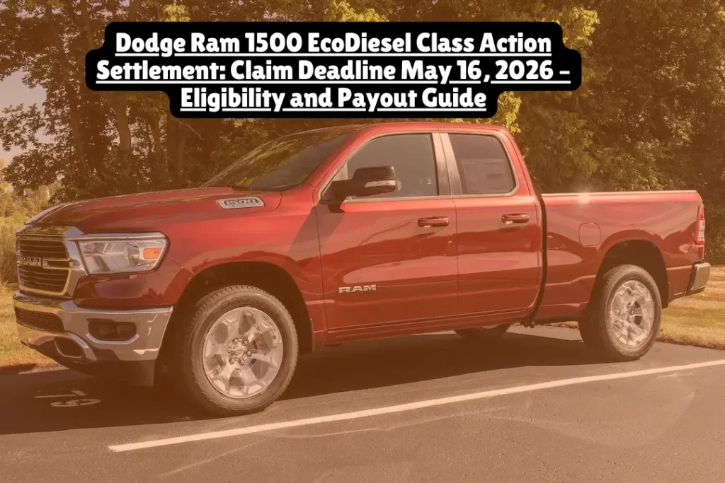 Dodge Ram 1500 EcoDiesel settlement pays up to $3,000 for fires, reimburses repairs. File by May 16, 2026 at ecodieselegrcoolercase.com. Check eligibility now.