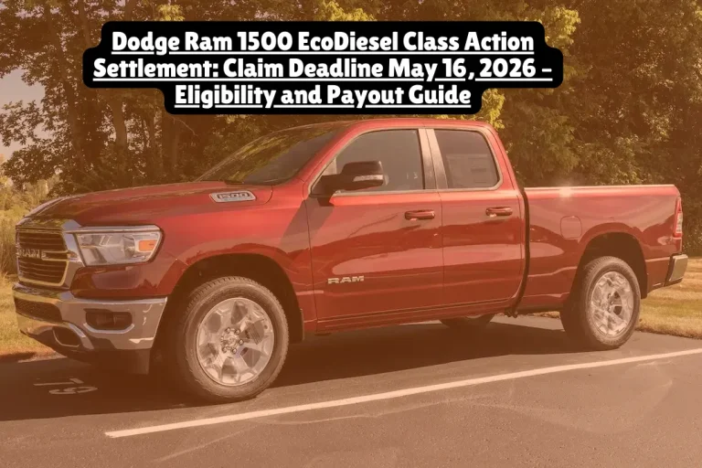 Dodge Ram 1500 EcoDiesel Class Action Settlement, Claim Deadline May 16, 2026 – Eligibility and Payout Guide 8 Dodge Ram 1500 EcoDiesel settlement pays up to $3,000 for fires, reimburses repairs. File by May 16, 2026 at ecodieselegrcoolercase.com. Check eligibility now.