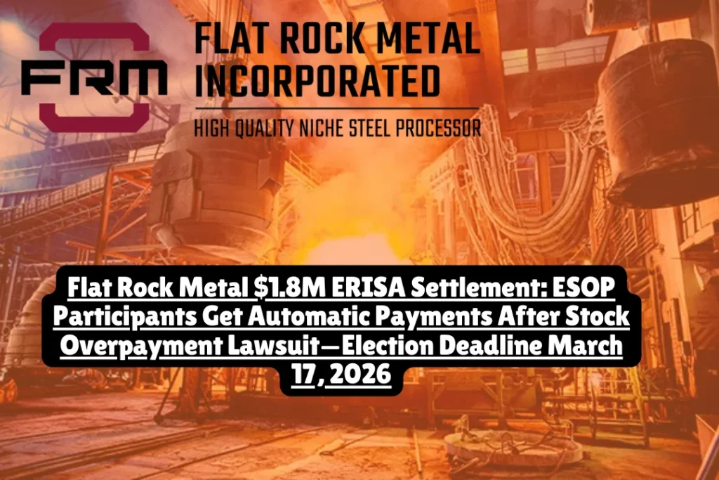 Flat Rock Metal $1.8M ERISA Settlement, ESOP Participants Get Automatic Payments After Stock Overpayment Lawsuit—Election Deadline March 17, 2026