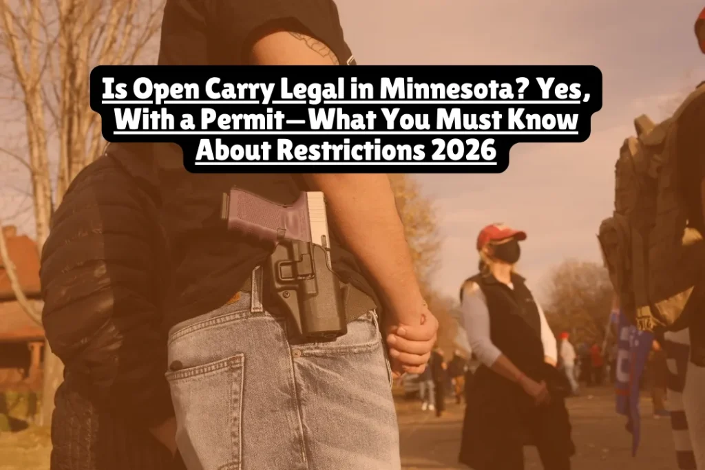 Yes, open carry is legal in Minnesota with a valid Permit to Carry a Pistol. Under Minn. Stat. § 624.714, both open carry and concealed carry are permitted with the same permit—there's no legal requirement to conceal your handgun. However, significant restrictions apply regarding where you can carry, who can obtain permits, and what firearms are covered.Yes, open carry is legal in Minnesota with a valid Permit to Carry a Pistol. Under Minn. Stat. § 624.714, both open carry and concealed carry are permitted with the same permit—there's no legal requirement to conceal your handgun. However, significant restrictions apply regarding where you can carry, who can obtain permits, and what firearms are covered.