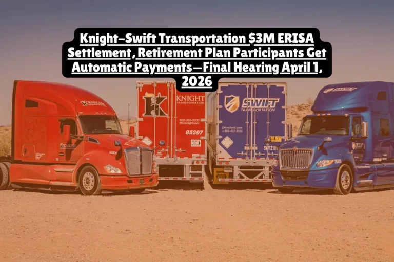 Knight-Swift $3M ERISA settlement pays retirement plan participants automatically. No claim form needed. Final hearing April 1, 2026. Payment details & timeline explained.
