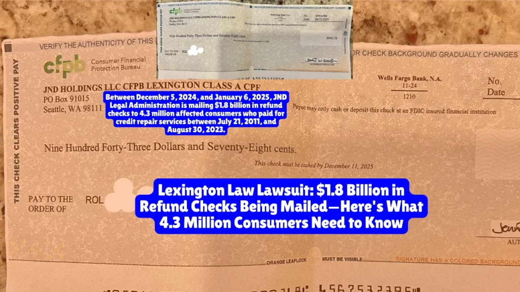 Lexington Law And CreditRepair.com Lawsuit, $1.8 Billion in Refund Checks Being Mailed Between December 5, 2024, and January 6, 2025, Did You Get yours?