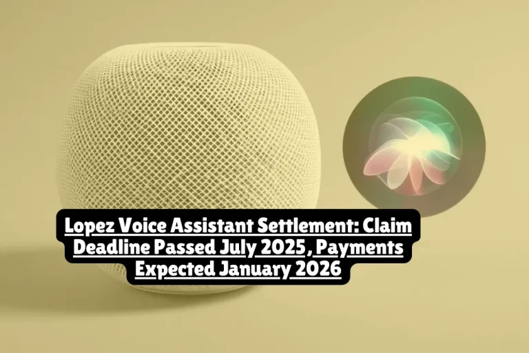 Lopez Voice Assistant Settlement payments expected January 23, 2026. Claim deadline passed July 2025. Learn payout amounts, timeline, and what claimants should know.