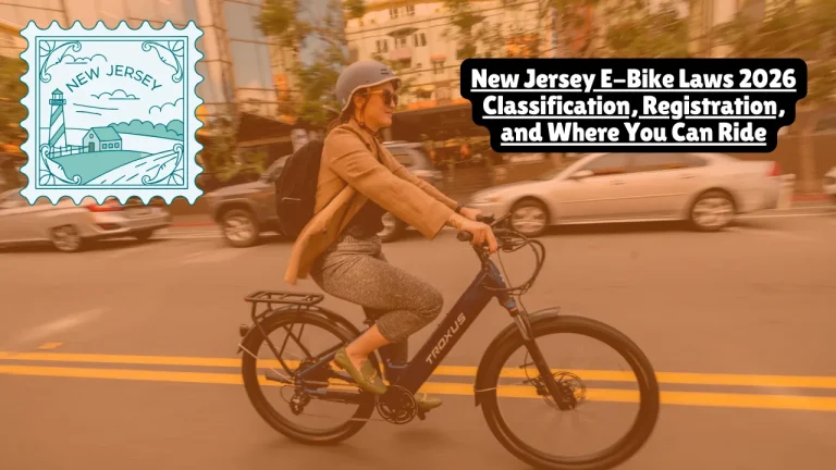 New Jersey classifies e-bikes into three categories based on motor power and speed. Class 1 and Class 2 e-bikes don't require registration, while Class 3 e-bikes are treated as motorized bicycles requiring licensing and registration. E-bikes are generally permitted on roads and bicycle paths where traditional bicycles are allowed, but local municipalities can impose additional restrictions.