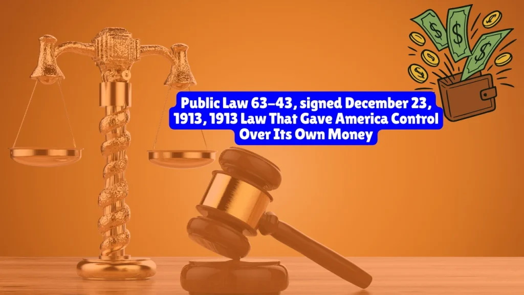 Public Law 63-43, signed December 23, 1913, 1913 Law That Gave America Control Over Its Own Money