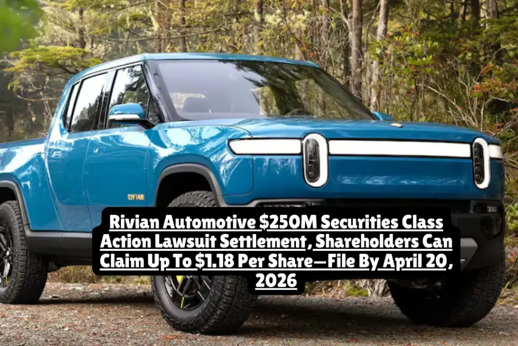 Rivian Automotive $250M Securities Class Action Lawsuit Settlement, Shareholders Can Claim Up To $1.18 Per Share—File By April 20, 2026