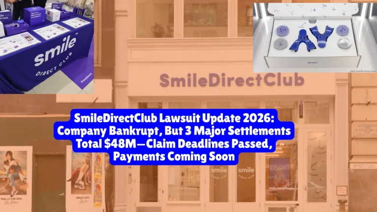 The SmileDirectClub lawsuit update includes three major settlements totaling nearly $48 million: a $31.75M antitrust settlement (final approval November 2025, claim deadline passed October 27, 2025), a $4.8M refund for customers charged after bankruptcy (claim deadline passed March 31, 2025), and a $500K settlement freeing 17,000+ consumers from NDAs. SmileDirectClub permanently closed in December 2023 after filing bankruptcy, leaving millions of customers with incomplete treatments and billions in unpaid claims.
