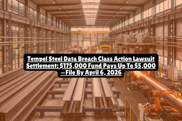 Tempel Steel agreed to a $175,000 settlement compensating approximately 5,192 individuals whose personal information was compromised in a February 2025 cyberattack. You can claim up to $5,000 for documented losses, $80 for time spent, or $25 without proof—but you must file by April 6, 2026.