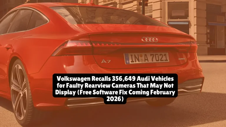Volkswagen recalls 356,649 Audi vehicles for faulty rearview cameras that may not display. Free software fix starts February 2026. Check your VIN now at NHTSA.gov.