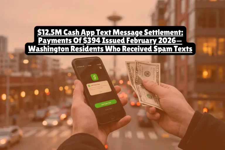 If you received unsolicited Cash App "Invite Friends" referral texts while living in Washington between November 14, 2019 and August 7, 2025, payments of $394.36 were issued on February 2, 2026 to approved claimants—but the claim deadline passed on October 27, 2025. The $12.5 million settlement in Bottoms v. Block Inc. (Case No. 2:23-cv-01969-MJP) resolved allegations that Cash App's parent company Block Inc. violated Washington consumer protection laws by assisting users in sending unsolicited commercial text messages through the app's referral program. The court granted final approval on December 2, 2025, clearing the way for payment distribution that began in early February 2026.