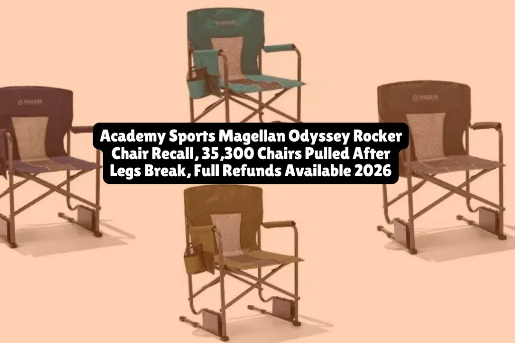 The Consumer Product Safety Commission (CPSC) announced on January 22, 2026 that Academy Sports + Outdoors recalled approximately 35,300 Magellan Odyssey Rocker Chairs with date codes 07/2025 or 08/2025 sold from September 2025 to October 2025 because the chairs' legs can break, posing injury and fall hazards to consumers. If you purchased one of these $50 folding rocker chairs last fall, stop using it immediately and return it for a full refund. Here's what the recall involves, which chairs are affected, and how to get your money back.