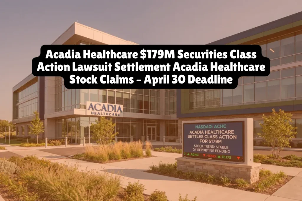 Acadia Healthcare $179M Securities Class Action Lawsuit Settlement Acadia Healthcare Stock Claims – April 30 Deadline