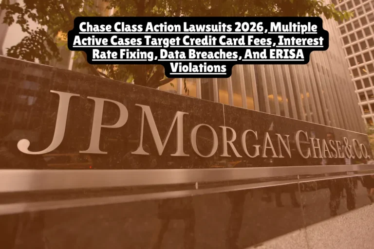 JPMorgan Chase faces at least seven separate class action lawsuits in early 2026, including allegations of fraudulent credit card membership charges, a 30-year conspiracy to fix interest rates with six other major banks, data breach failures, retirement plan violations, and First Republic Bank transition problems. No settlements have been reached in any of these cases as of February 2026, but millions of Chase customers and employees may eventually qualify for compensation.