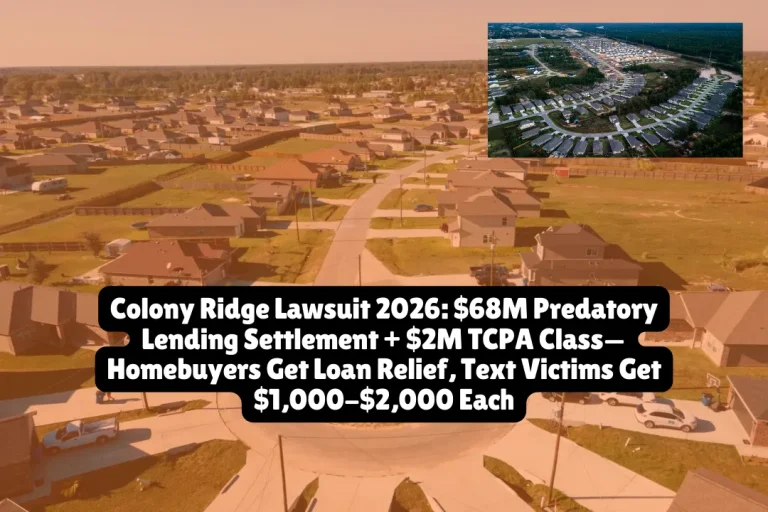 Colony Ridge Lawsuit 2026, $68M Predatory Lending Settlement + $2M TCPA Class—Homebuyers Get Loan Relief, Text Victims Get $1,000-$2,000 Each 7 Colony Ridge Lawsuit 2026, $68M Predatory Lending Settlement + $2M TCPA Class—Homebuyers Get Loan Relief, Text Victims Get $1,000-$2,000 Each