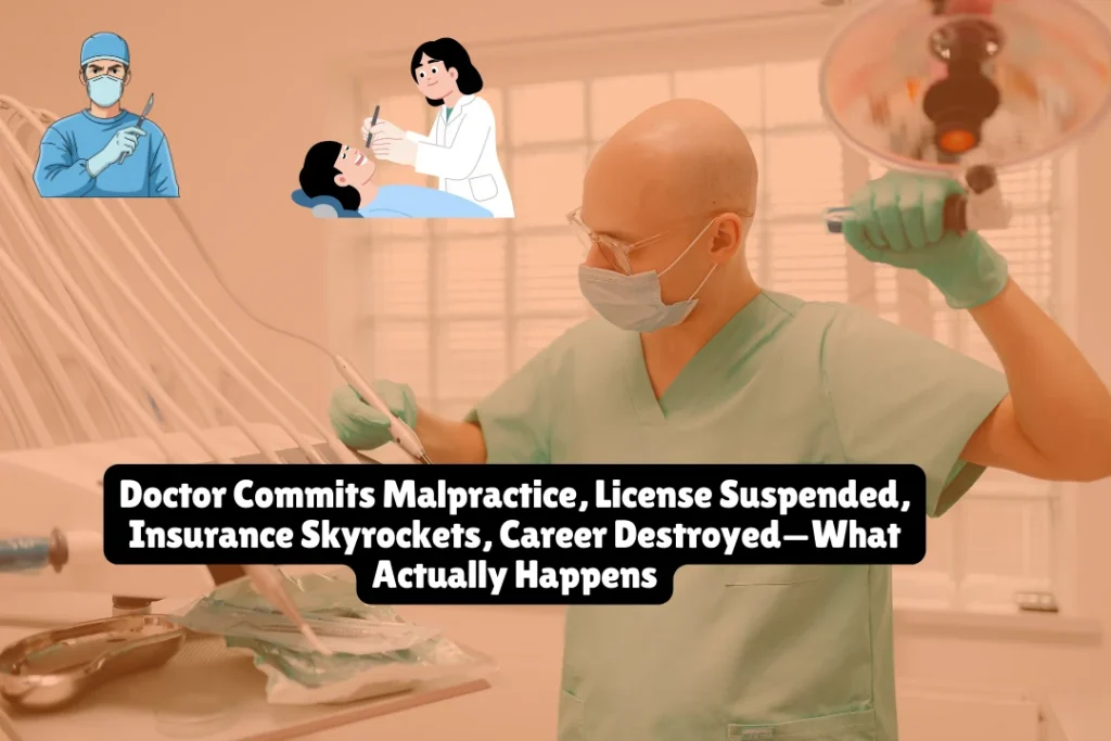 Doctor Commits Malpractice, License Suspended, Insurance Skyrockets, Career Destroyed—What Actually Happens 3 When a doctor commits malpractice, four simultaneous consequences hit: state medical board investigation and potential license suspension or revocation, civil lawsuit seeking hundreds of thousands in damages, malpractice insurance premiums skyrocketing or coverage dropped entirely, and public reporting in the National Practitioner Data Bank destroying reputation and career prospects. Criminal charges are rare but possible for gross negligence causing death.