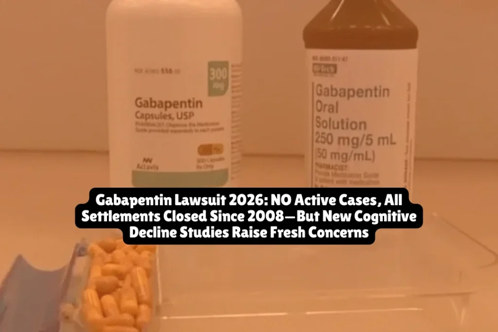 There was a class action involving this drug, which was settled several years ago. As of February 2026, no active gabapentin or Neurontin lawsuits exist. The $190 million antitrust settlement with Pfizer closed to new claims on August 31, 2008, nearly 18 years ago. However, a new study reveals a potential link between Gabapentin and cognitive decline, which increases based on the number of refills, and more so for individuals between the ages of 35 and 49—raising questions about future litigation.