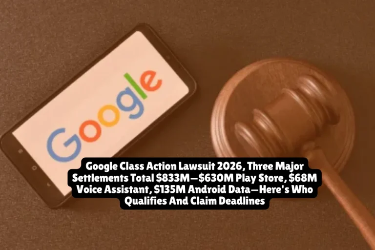 Google Class Action Lawsuit 2026, Three Major Settlements Total $833M—$630M Play Store, $68M Voice Assistant, $135M Android Data—Here's Who Qualifies, Settlement Websites, And Claim Deadlines 2 Google Class Action Lawsuit 2026, Three Major Settlements Total $833M—$630M Play Store, $68M Voice Assistant, $135M Android Data—Here's Who Qualifies And Claim Deadlines