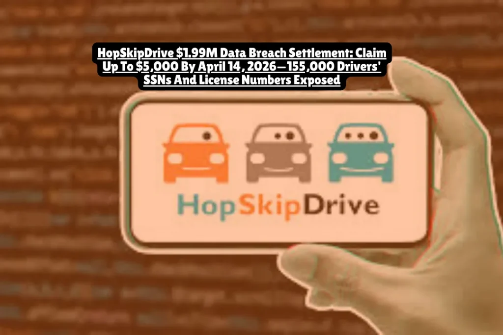 HopSkipDrive $1.99M Data Breach Settlement: Claim Up To $5,000 By April 14, 2026—155,000 Drivers' SSNs And License Numbers Exposed