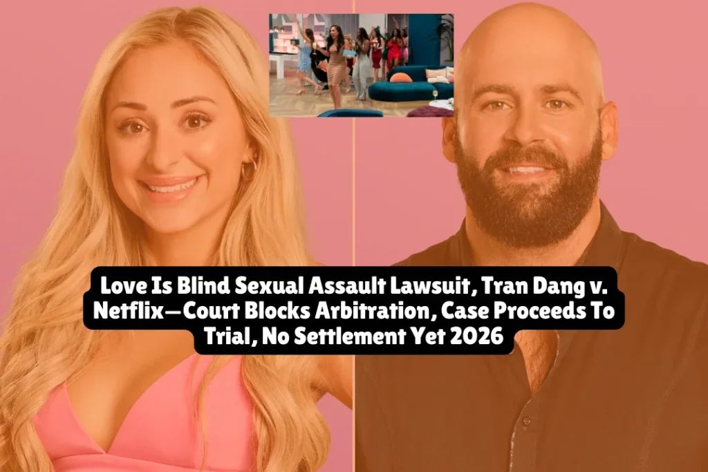 Love Is Blind contestant Tran Dang has hit production companies Kinetic Content and Delirium TV with a sexual assault, false imprisonment and negligence lawsuit after alleging fellow participant Thomas Smith sexually assaulted her during Season 5 filming in May 2022. A Texas appeals court refused to compel arbitration in April 2024, stating Dang's sexual assault claims fall under the Ending Forced Arbitration of Sexual Assault and Sexual Harassment Act of 2021. The case remains active as of February 2026 with no settlement announced.