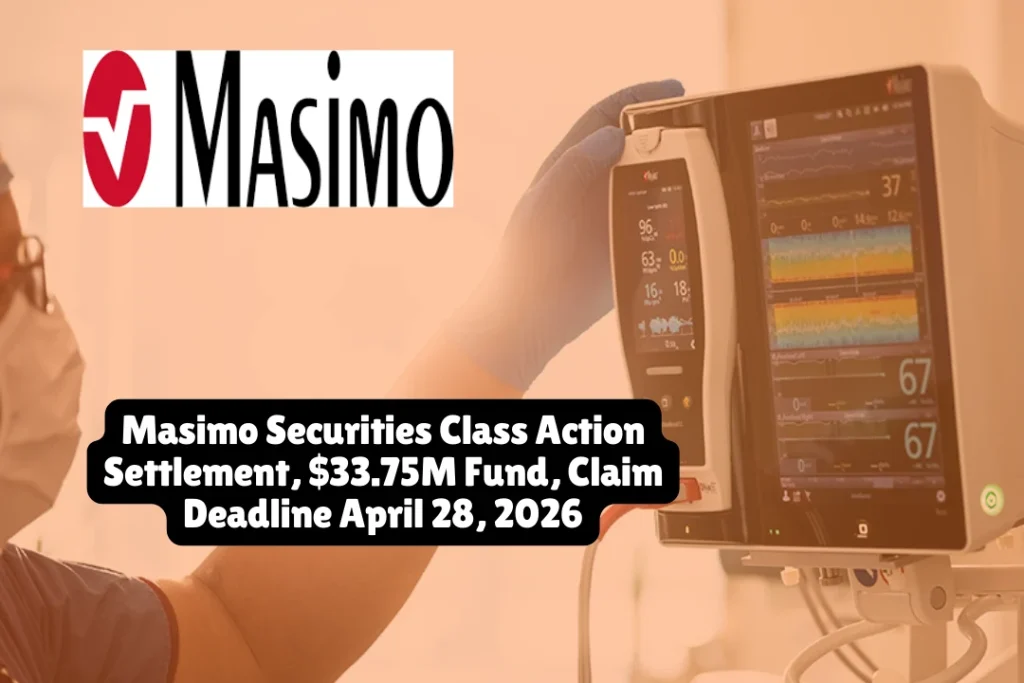 If you purchased Masimo Corporation (NASDAQ: MASI) stock between May 4, 2022, and August 8, 2023, you may be eligible for a cash payment from a $33,750,000 class action securities settlement. You must file a claim by April 28, 2026 at MasimoSecuritiesSettlement.com. Unlike some settlements, payment is not automatic — you must submit a claim form or you get nothing.