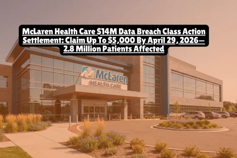 If you were a McLaren Health Care patient between July 2023 and August 2024, you can claim up to $5,000 cash plus one year of credit monitoring from the $14 million class action settlement—but you must file by April 29, 2026. McLaren Health Care Corporation agreed to pay $14 million to resolve allegations it failed to protect patient information in two separate ransomware attacks that exposed names, Social Security numbers, medical records, and health insurance details of approximately 2.8 million people. The settlement in Womack-Devereaux et al. v. McLaren Health Care Corporation (Case No. 24-121459) provides cash compensation and identity theft protection for all affected patients.