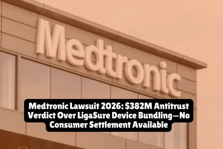 Medtronic Lawsuit 2026, $382M Antitrust Verdict Over LigaSure Device Bundling—No Consumer Settlement Available 2 A California federal jury ordered Medtronic to pay $382 million to rival medical device manufacturer Applied Medical on February 5, 2026, finding the medtech giant violated antitrust laws by using anti-competitive bundling practices to monopolize the market for advanced bipolar surgical devices. This verdict marks one of the largest antitrust awards in the medical device industry, but it's a business dispute between manufacturers—not a consumer class action with settlement claim forms.