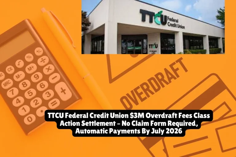 TTCU Federal Credit Union $3M Overdraft Fees Class Action Settlement – No Claim Form Required, Automatic Payments By July 2026 3 TTCU Federal Credit Union agreed to pay $3 million to settle class action claims over unfair overdraft and insufficient funds fees charged between August 31, 2015 and May 1, 2024. Current and former members who paid these fees will receive automatic payments or account credits without filing a claim—payments should arrive approximately 90 days after final court approval on April 28, 2026.