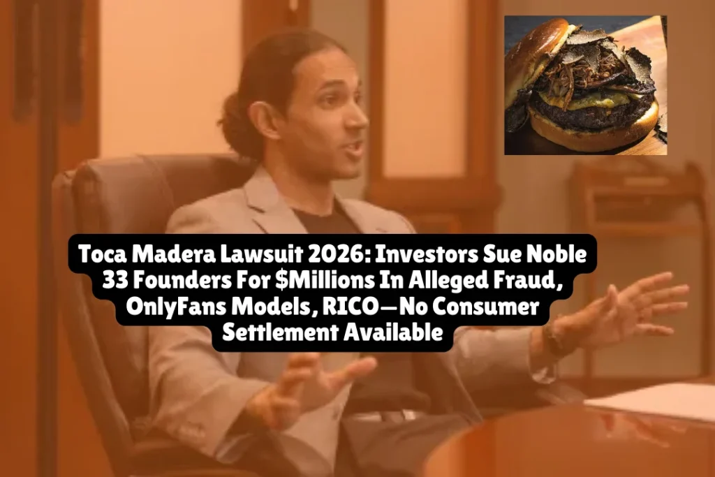 An investor has filed a lawsuit against Mexican steakhouse chain Toca Madera and the leadership of its parent company, Noble 33, alleging that Noble 33's leaders systematically defrauded them and used the restaurants' revenues to purchase things like fancy cars and plane trips with OnlyFans models. The lawsuit, filed January 30, 2026 in U.S. District Court for Arizona, involves business disputes between restaurant investors and company executives—not a consumer class action with settlement claim forms or public eligibility.