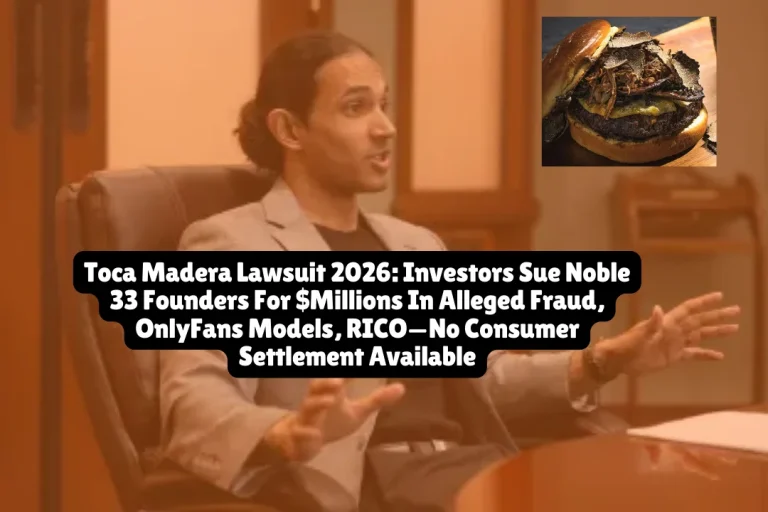 Toca Madera Lawsuit 2026, Investors Sue Noble 33 Founders For $Millions In Alleged Fraud, OnlyFans Models, RICO—No Consumer Settlement Available 8 An investor has filed a lawsuit against Mexican steakhouse chain Toca Madera and the leadership of its parent company, Noble 33, alleging that Noble 33's leaders systematically defrauded them and used the restaurants' revenues to purchase things like fancy cars and plane trips with OnlyFans models. The lawsuit, filed January 30, 2026 in U.S. District Court for Arizona, involves business disputes between restaurant investors and company executives—not a consumer class action with settlement claim forms or public eligibility.