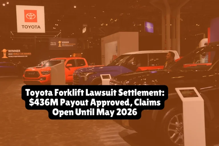 Toyota Industries Corporation and its U.S. subsidiaries reached a $436 million settlement to resolve allegations of emissions cheating in forklift engines, with the U.S. District Court for the Northern District of California granting preliminary approval on February 26, 2026. If you owned or leased a Toyota forklift manufactured between 2007 and 2021 equipped with certain diesel or propane engines, you could receive between $1,400 and $2,800 in cash compensation, plus free maintenance services worth up to $189.3 million, but you must file your claim before the May 2026 deadline to secure these benefits.