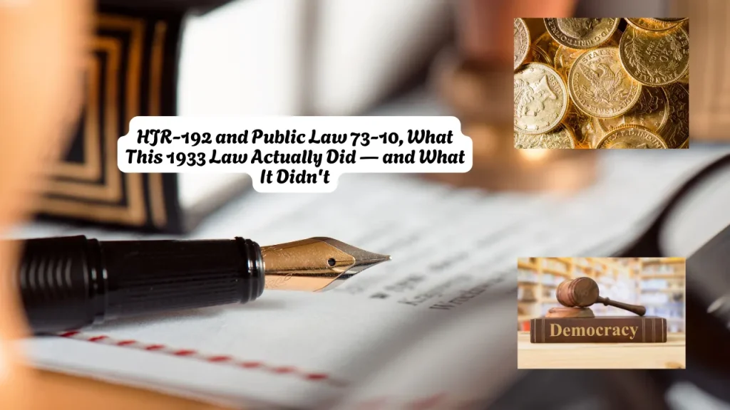 HJR-192 and Public Law 73-10, What This 1933 Law Actually Did — and What It Didn't 1 HJR-192 and Public Law 73-10, What This 1933 Law Actually Did — and What It Didn't
