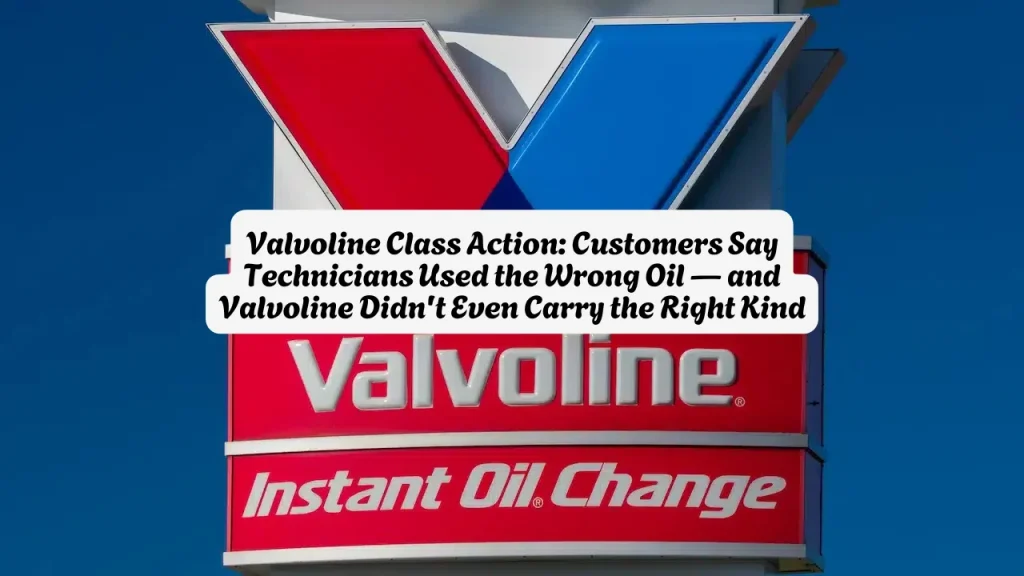 Valvoline Class Action Customers Say Technicians Used the Wrong Oil and Valvoline Didn't Even Carry the Right Kind