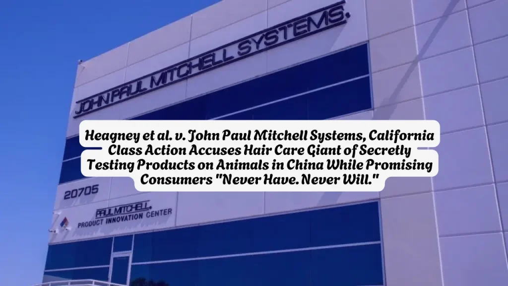 Heagney et al. v. John Paul Mitchell Systems, California Class Action Accuses Hair Care Giant of Secretly Testing Products on Animals in China While Promising Consumers "Never Have. Never Will."