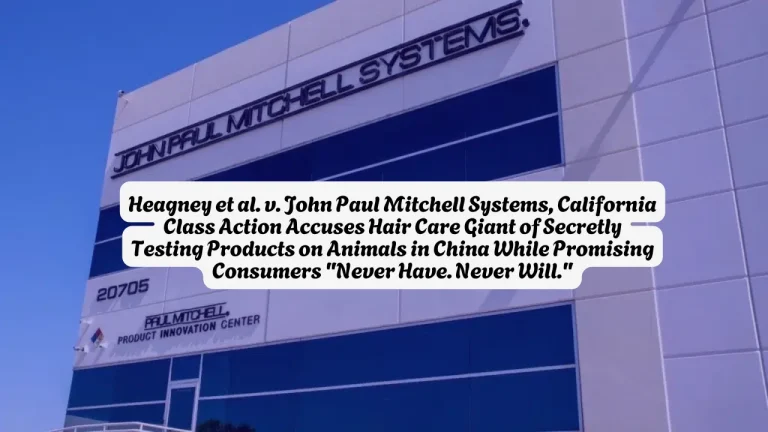 Heagney et al. v. John Paul Mitchell Systems, California Class Action Accuses Hair Care Giant of Secretly Testing Products on Animals in China While Promising Consumers "Never Have. Never Will."