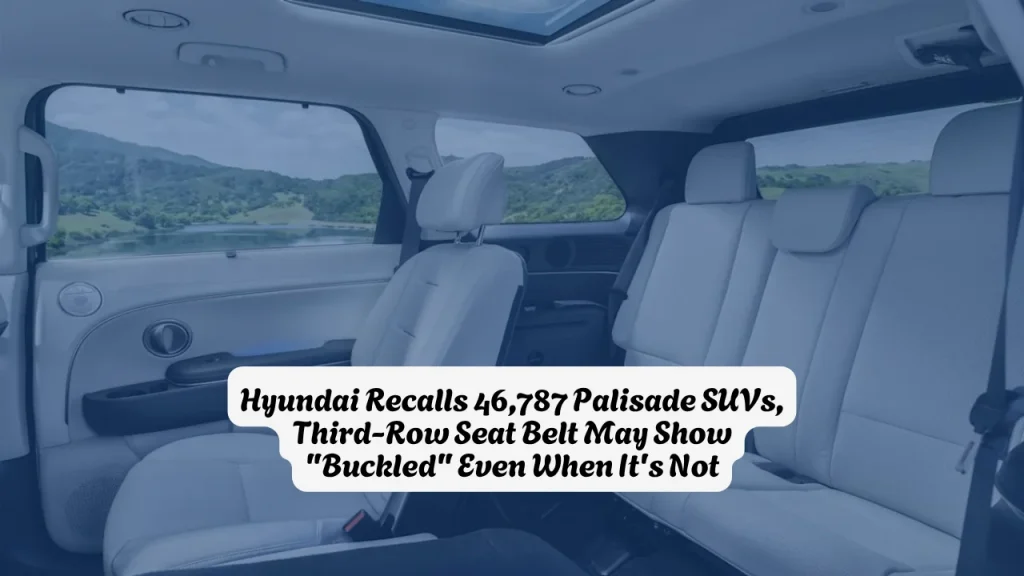 Hyundai Recalls 46,787 Palisade SUVs, Third-Row Seat Belt May Show Buckled Even When It's Not