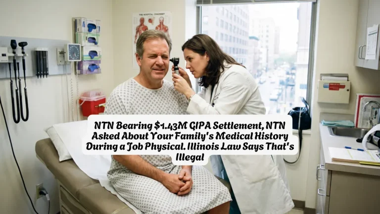 NTN Bearing $1.43M GIPA Settlement, NTN Asked About Your Family's Medical History During a Job Physical. Illinois Law Says That's Illegal