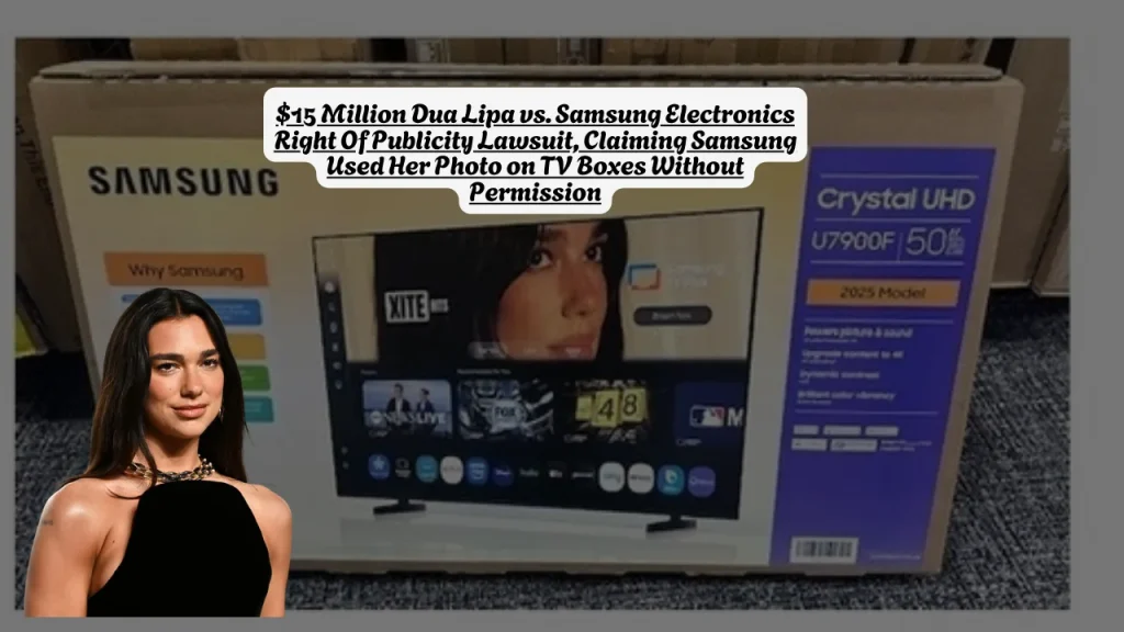 $15 Million Dua Lipa vs. Samsung Electronics Right Of Publicity Lawsuit, Claiming  Samsung Used Her Photo on TV Boxes Without Permission