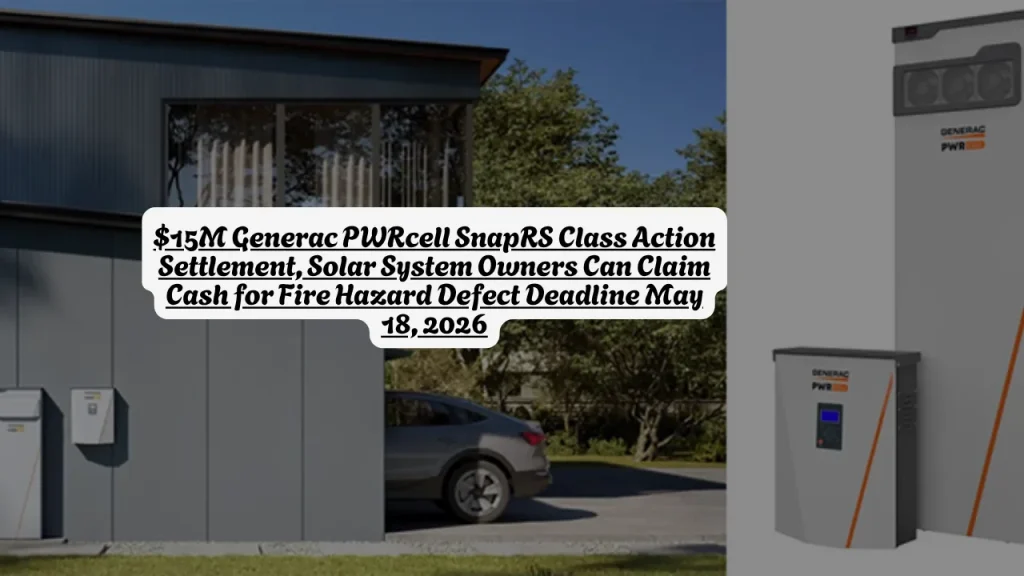 $15M Generac PWRcell SnapRS Class Action Settlement, Solar System Owners Can Claim Cash for Fire Hazard Defect  Deadline May 18, 2026